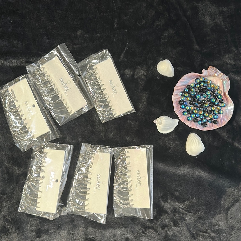 Silver Plated Hoop Earrings 6 pairs in each pack - 6 pack bundle - New